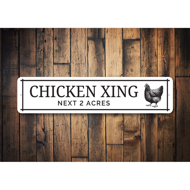 Plaque en aluminium Chicken Xing, H 6 po x l 24 po x P 0,06 po