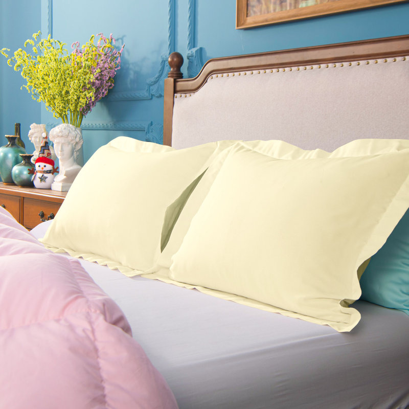 Bed Pillow Shams, 1800 Brushed Microfiber Oxford Pillowcases - NTBAY, Ivory