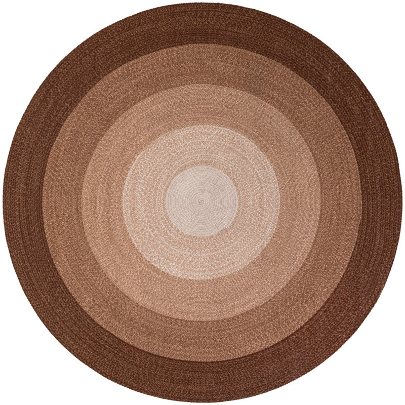  Ombre Hand Braided Wool Rug, Round 7'10", Brown