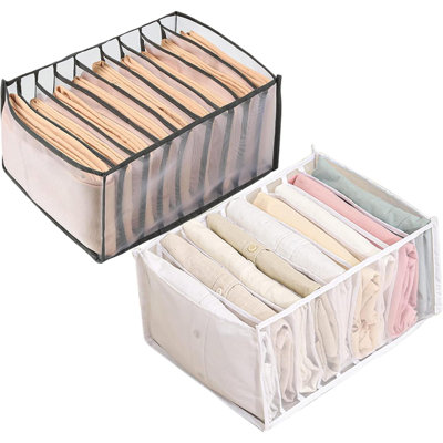 Organisateur de vêtements pour garde-robe 2 pièces, organisateurs de garde-robe pliables visibles 9Grids, boîte de rangement à compartiments avec séparateur de mailles, séparateurs de tiroir lavables pour t-shirts et chemises (chemises)