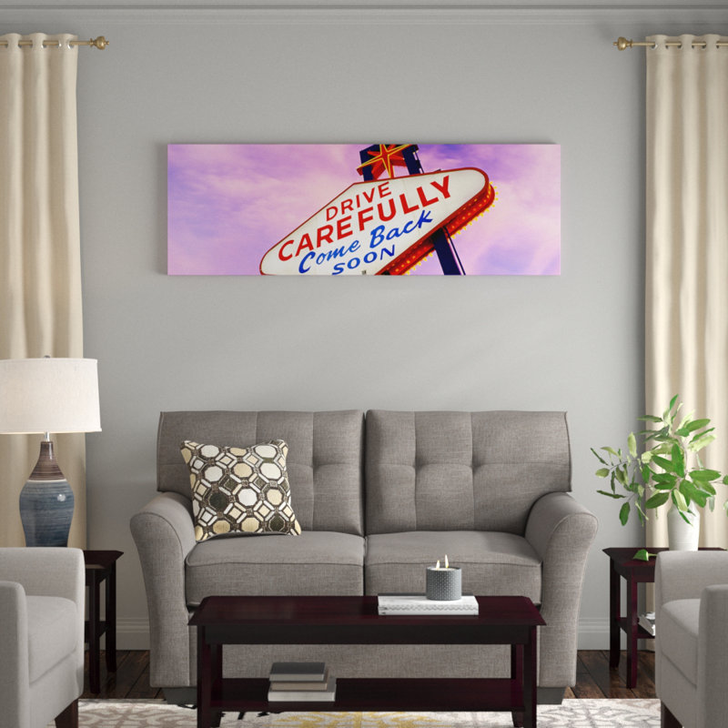 «sign, las vegas, las vegas, affiche rétro sur toile, H 20 po x l 60 po x P 1,5 po, Cadre noir