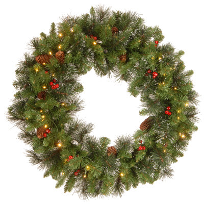 The Holiday Aisle® Crestwood Spruce Wreath with LED Lights