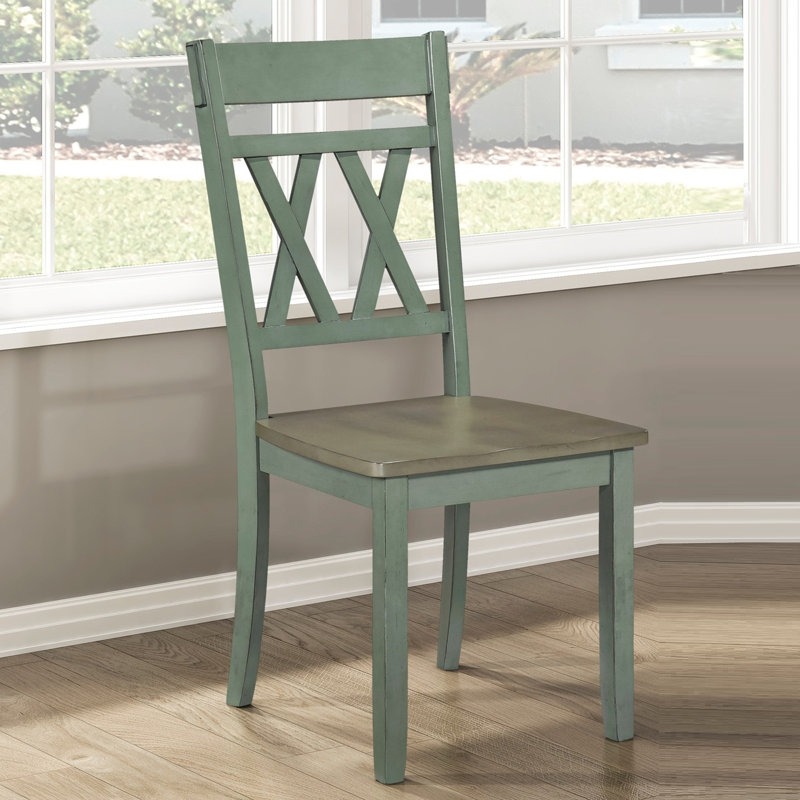 Ensemble de 2 chaises modernes au design moderne avec cadre en bois sarcelle antique, Sarcelle