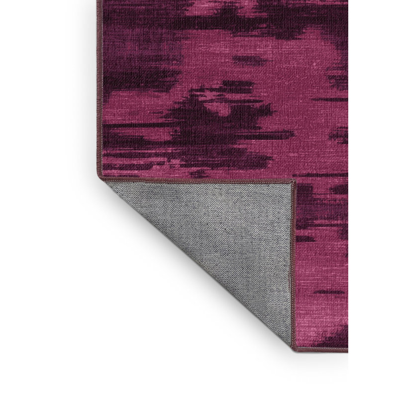 Tapis rouge abstrait lavable à la machine, Rond 7 pi