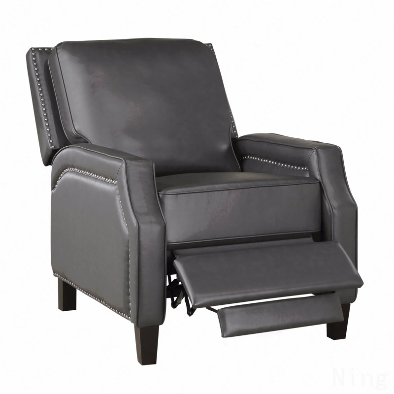 Transitional Gray Push Back Reclining Chair
