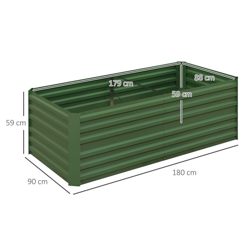 Raised Garden Bed, 59cm H x 180cm W x 90cm D, Green