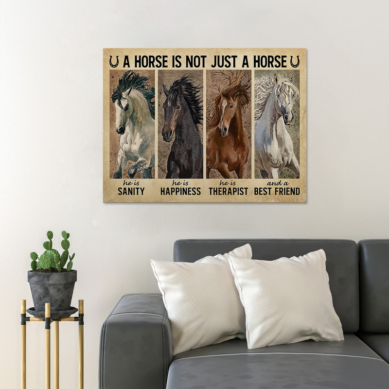 Quatre chevaux sacrés, impression sur toile tendue, H 11 po x l 14 po x P 2 po