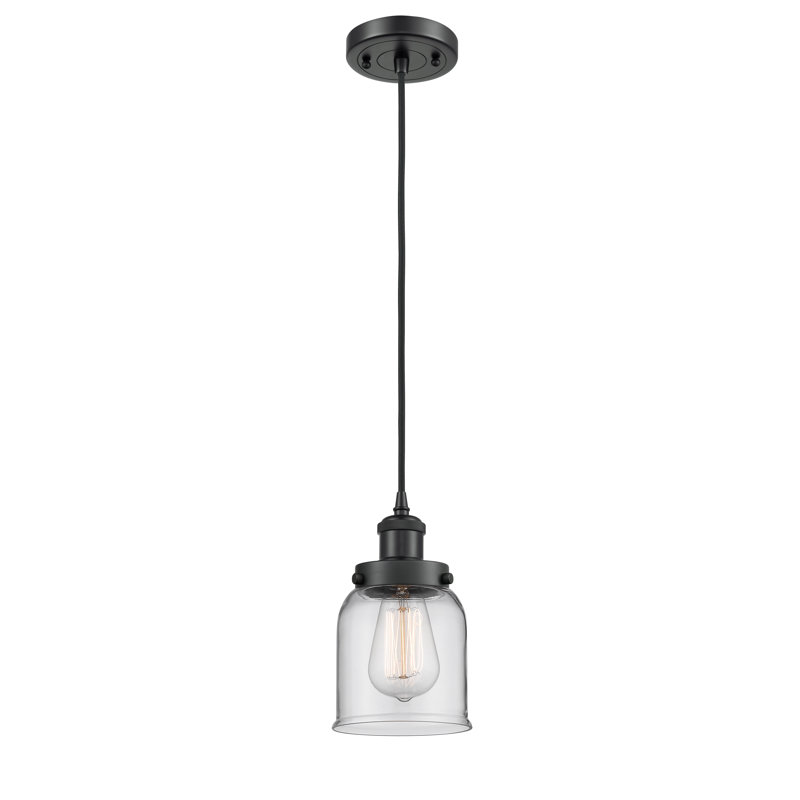 Luminaire suspendu en forme de cloche à 1 lumière Clara, DEL, Transparent, Noir mat