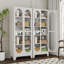 Grande armoire de rangement moderne avec portes en verre et 4 tablettes réglables pour la cuisine et la salle à manger-786358890