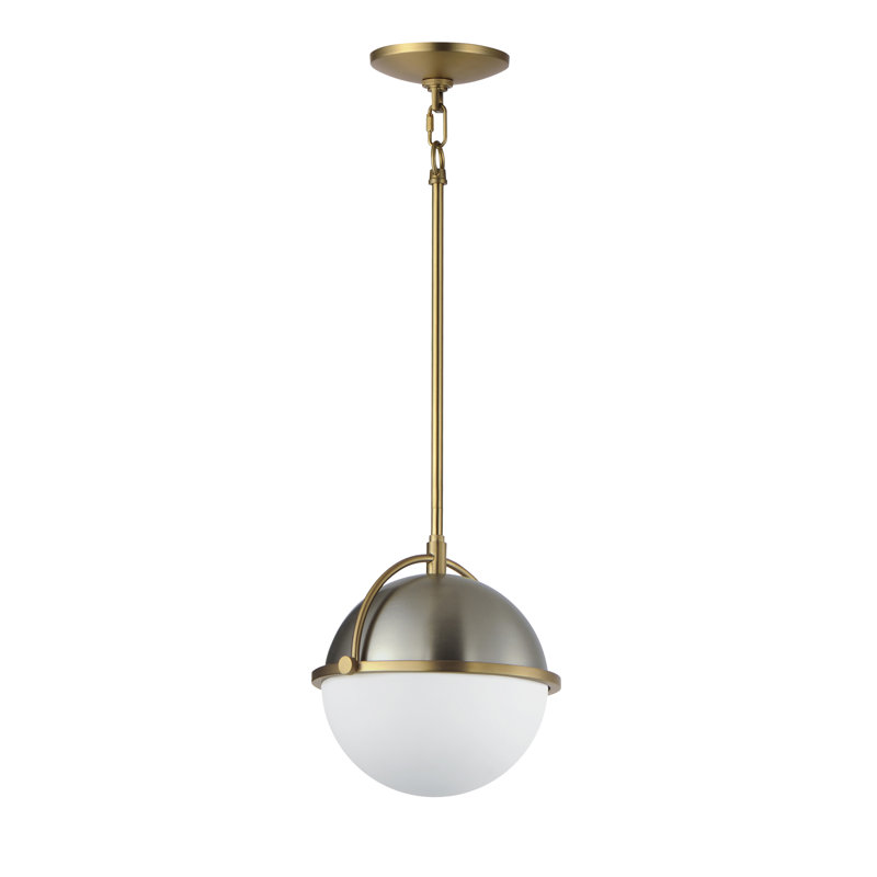 Luminaire suspendu unique à 1 lumière Duke, H 9,25 po x l 9,5 po x P 9,5 po, Nickel satiné / laiton satiné