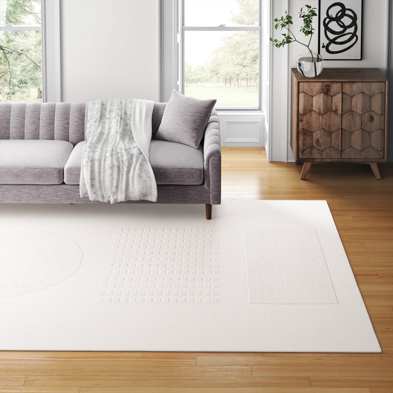 Tapis ivoire fait à la main Charvik, Rectangle de 5 pi x 8 pi