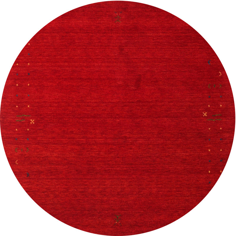 Tapis de zone rouge contemporaine, Rond 3 pi