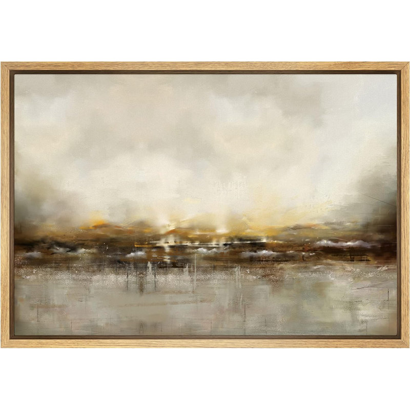 «Golden Landscape By The Sea On A Cloudy Day Coastal Ocean», reproduction d'art sur toile