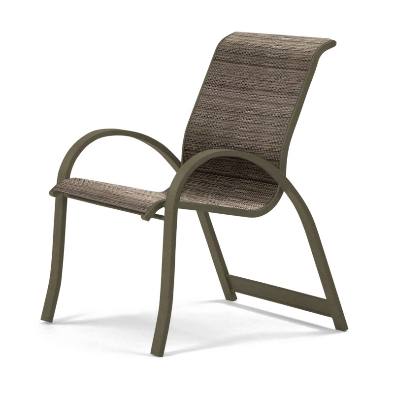 Aruba Stacking Patio Dining Armchair, White, Beachwood