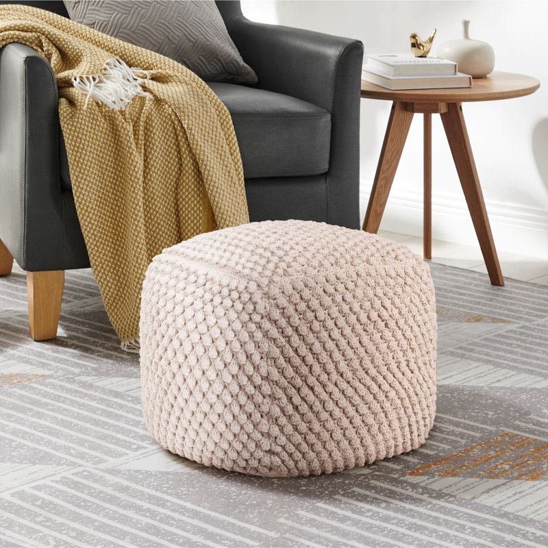 Pouf en mélange de coton 18 po Aitana, 100 % coton ivoire