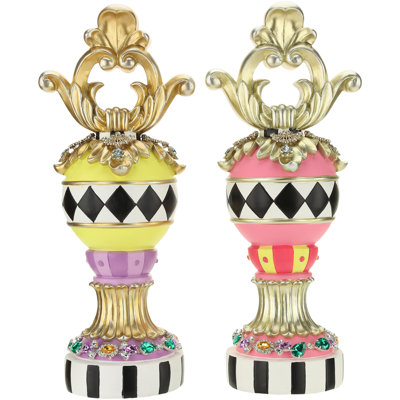 Jeweled Harlequin Finial Decorative Accent