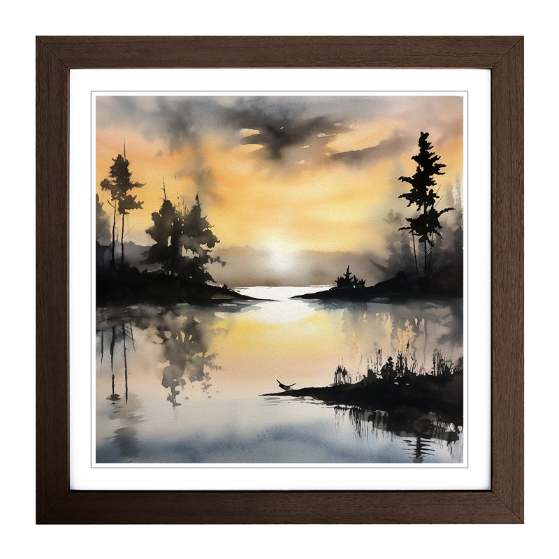 Sunrise Ink Wash No.7 - Framed Print, Walnut