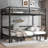 Queen Over Queen Metal Futon Bunk Bed, Black Loft Bed with 3-Section Pull-Out Lower Bunk & Safety Rails, Convertible Sofa Bunk Bed for Teens, Adults, Bedroom-231696655