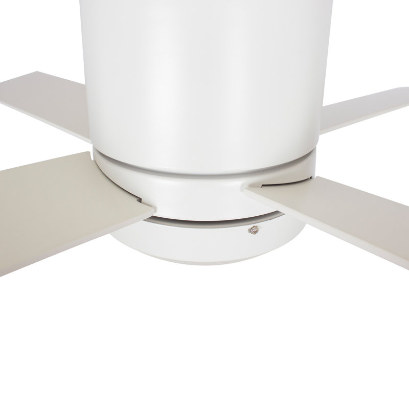 52'' Arlo 4 - Blade LED Smart Flush Mount Ceiling Fan with Wall Control and Light Kit Included., White