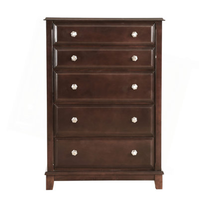 Commode verticale à 5 tiroirs avec boutons ronds décoratifs