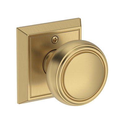 Bremerton Full Dummy Knob with Chamfered Square Rose in Lifetime (PVD) Satin Brass