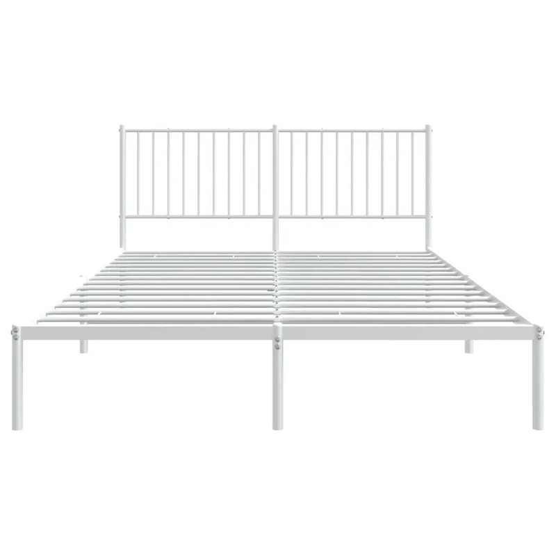 Metal Bed Frame with Headboard White 150x200 cm, Kingsize (5')