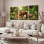 Ensemble de 3 tableaux sur toile représentant des tambours et instruments de musique de la jungle tropicale-1136734384
