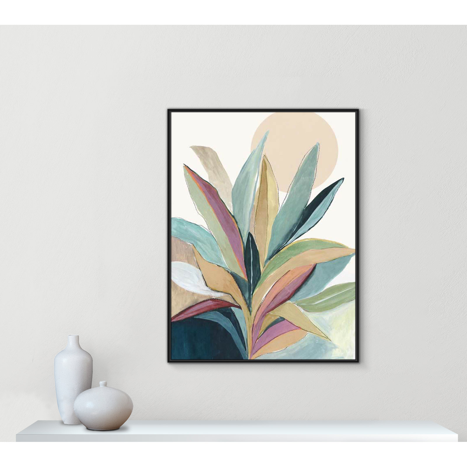 Sherbrooke Sunny Bright Leaves I by Asia Jensen Print, No Mat, 49.5" H x 37.5" W x 2" D, Black Floater Framed