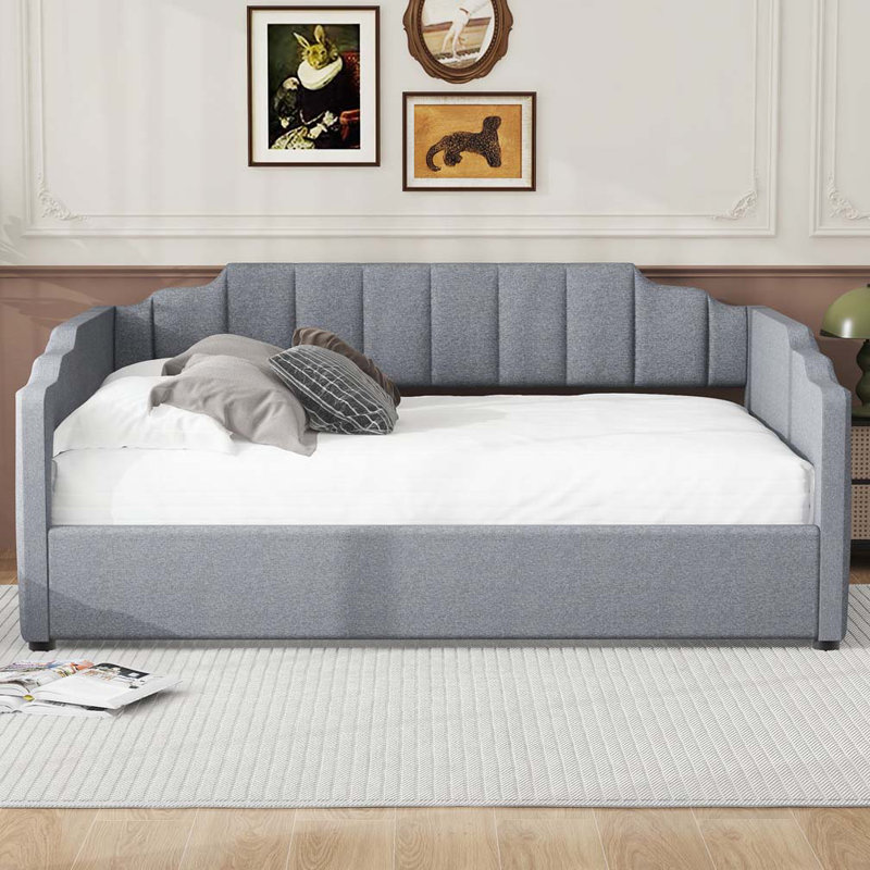 Upholstered Daybed with Underneath Storage, Gray, Full/Double