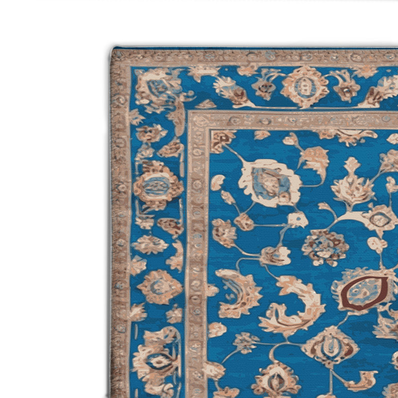 Tabriz Blue Indoor and Outdoor Area Rug, Rectangle 2' x 3'