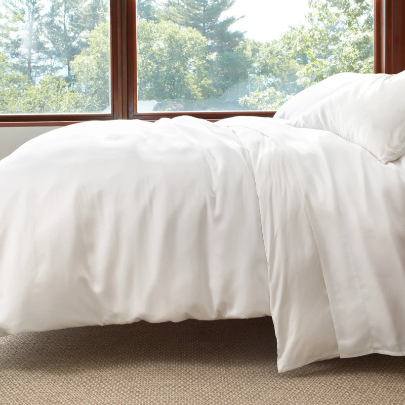 Silken Solid Duvet Cover, White, King Duvet Cover