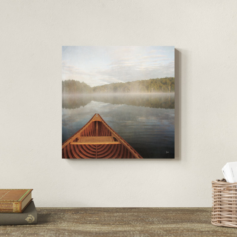 Calm Waters Canoe I, H 12 po x l 12 po, Blanc, Impression encadrée avec passe-partout