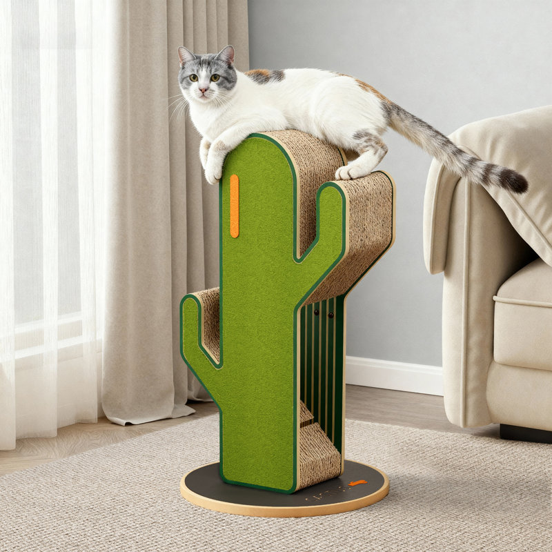 Cactus Cat Scratcher Tree, Vertical Corrugated Cardboard Cat Scratching Post, Durable Cat Furniture for Kittens & Adult Cats