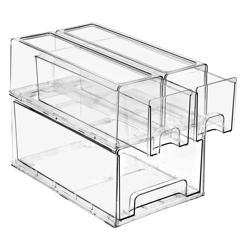 1 grand et 2 petits tiroirs de rangement empilables Sorbus - bacs de rangement en plastique avec poignées
