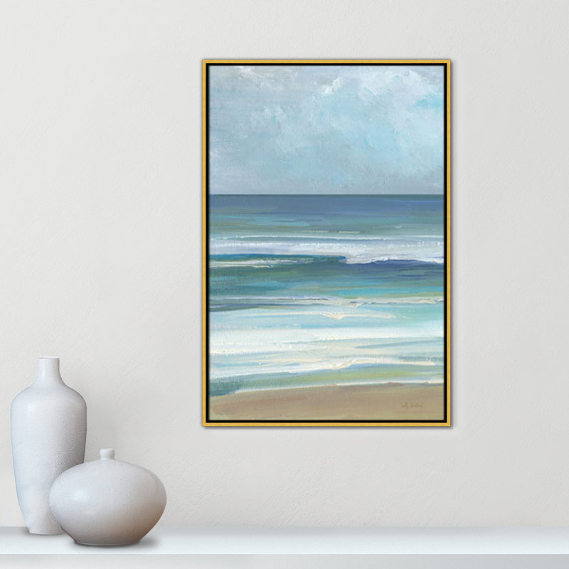 «Gentle Waves I Print» par Sally Swatland, L 25,5 po x H 37,5 po, Flotteur doré