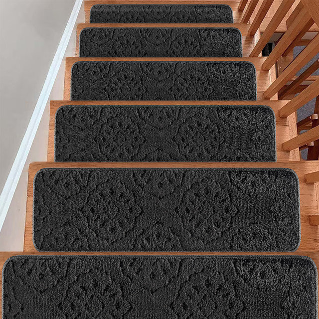  Carpet Stair Treads for Wooden Steps - 10-Pack, Black