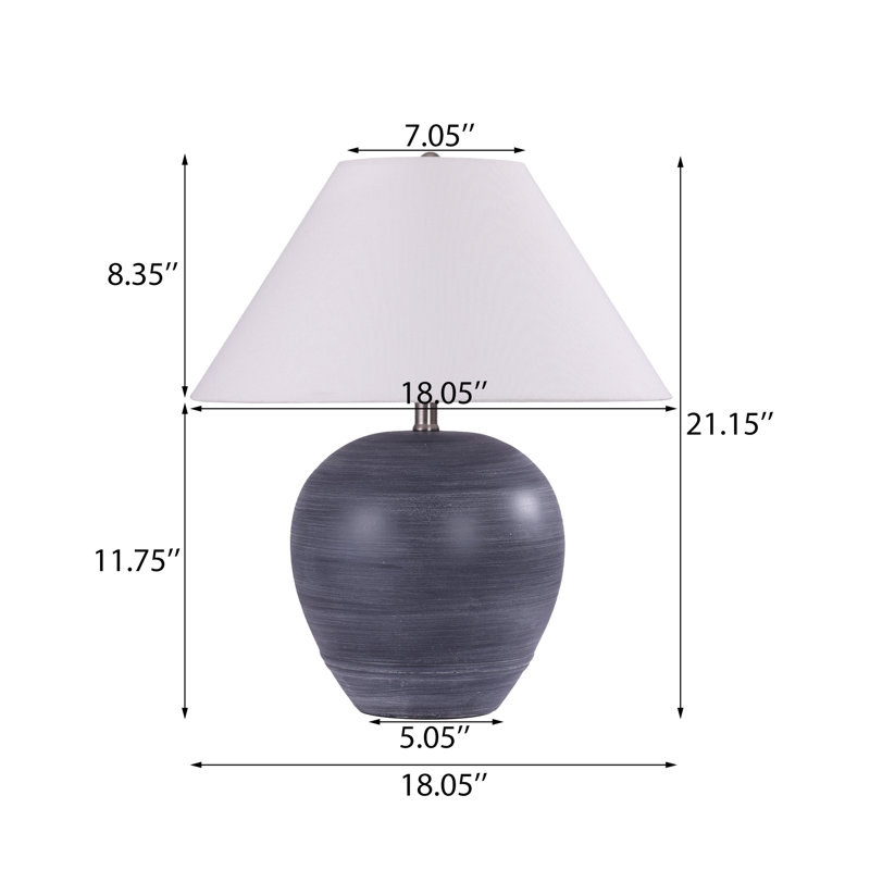 Ensemble de 2 lampes de table en céramique, Rayé noir, H 21,26 po x l 18,11 po x P 18,11 po