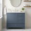 Meuble-lavabo autoportant de 91 cm (36 po) en bois massif et MDF, couleur gris-bleu, avec lavabo en céramique intégré et rangements.-547769124-547769127