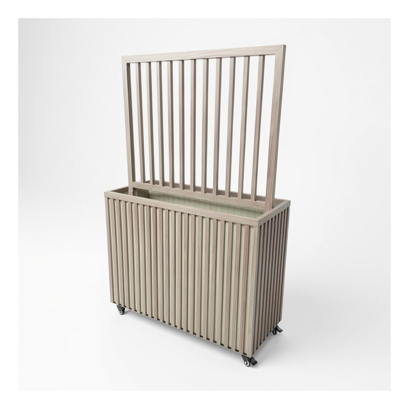 Pot à fleurs Grove Divider - pot de fleurs d'extérieur en aluminium brun cendré avec trou de drainage, finition bois moderne pour le jardin, le patio et le balcon