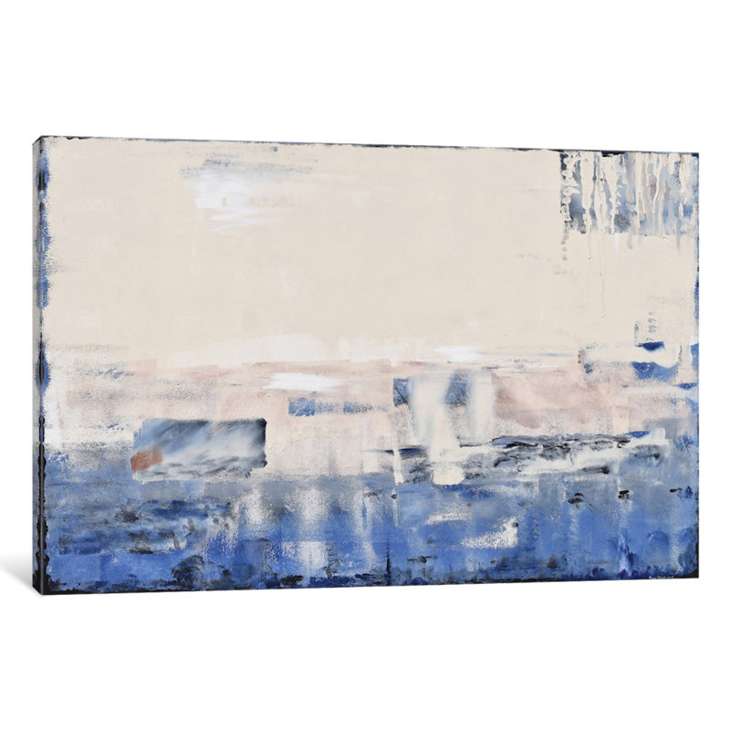 Sandbar par Piero Manrique - reproduction d'art sur toile tendue, H 24 po x l 32 po x P 1 po, Papier d'art encadré noir