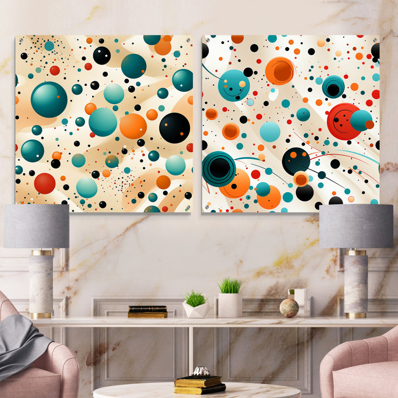 Sheldon - Ensemble de 2 peintures murales abstraites en acrylique, H 30 po x l 61 po