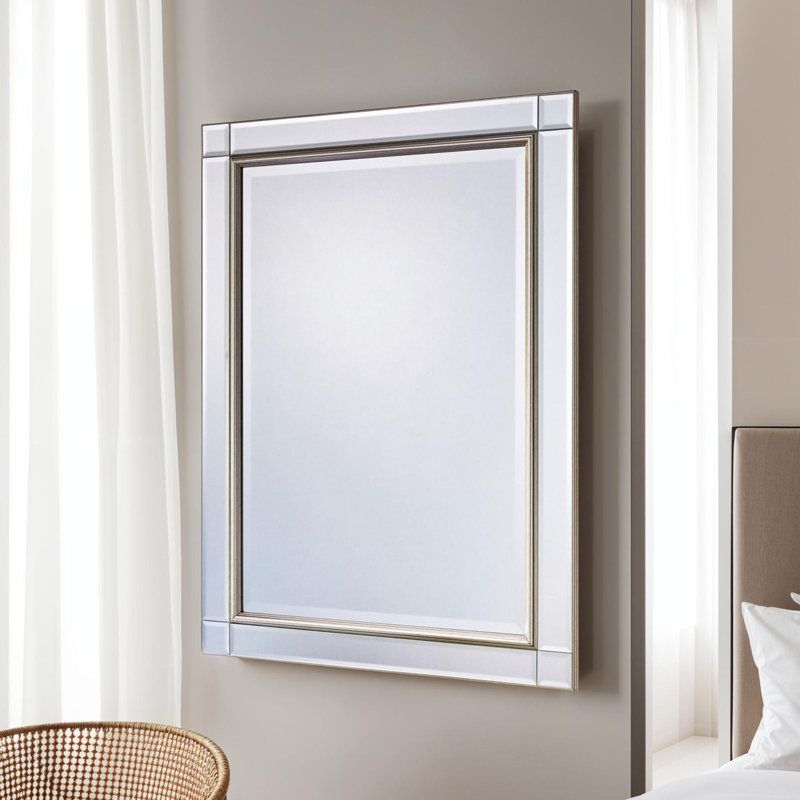 Alfonso Venetian Bevelled Wall Mounted Accent Mirror, 65cm H x 90.5cm W