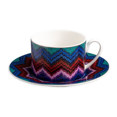 Missoni Tea Cup & Saucer Starlight  Set Of 6 In Luxury Box Diam. 3.3", H 2.3", Cap. 7.5 Oz, Saucer Dim. 6"