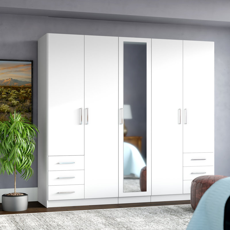 Fügen 5 Door Manufactured Wood Wardrobe, Alpine white