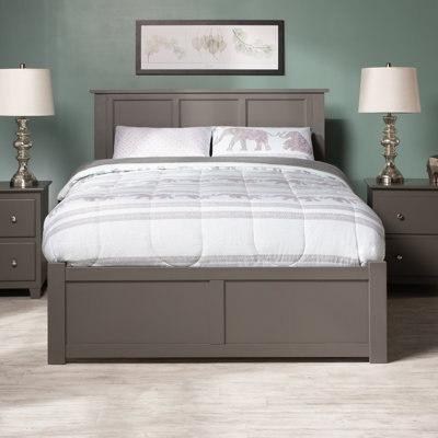 Amear Solid Wood Platform Bed with Panel Footboard and Storage Drawers
