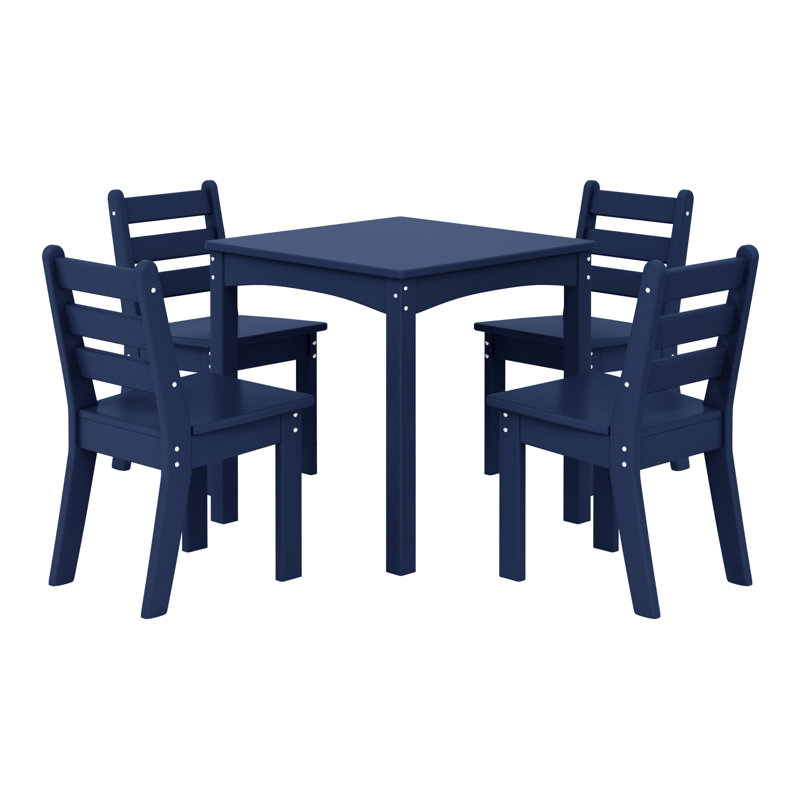 Kids Outdoor 5-Pieces Dining Set, Navy Blue