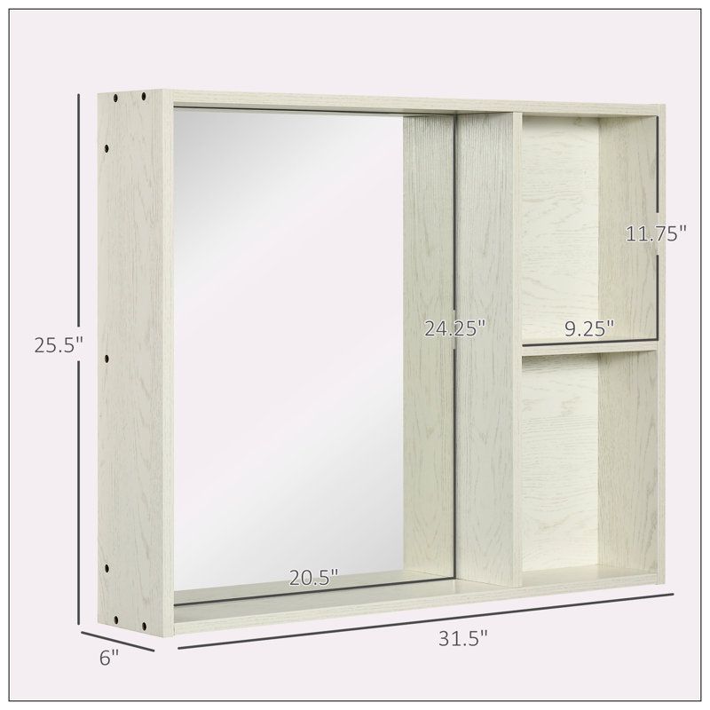 Armoire à pharmacie à fixation murale Josalina, H 25,5 po x l 31,5 po x P 6 po