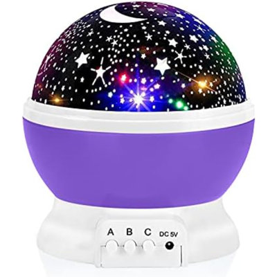 Veilleuse pour enfants, veilleuse pour enfants, rotation à 360 degrés - 4 ampoules DEL, 12 lumières de couleur étoile, projecteur à changer avec câble USB, cadeaux romantiques pour hommes, femmes, enfants
