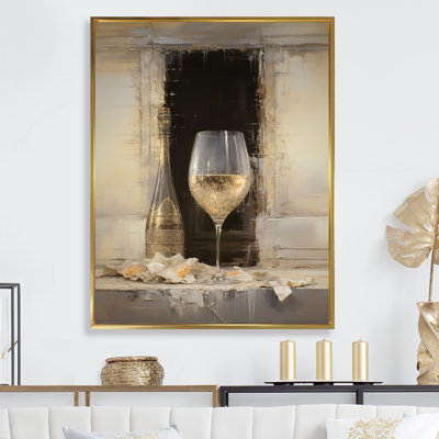 «Legacys Lure Champagne And Glass II», art mural sur toile vin et champagne