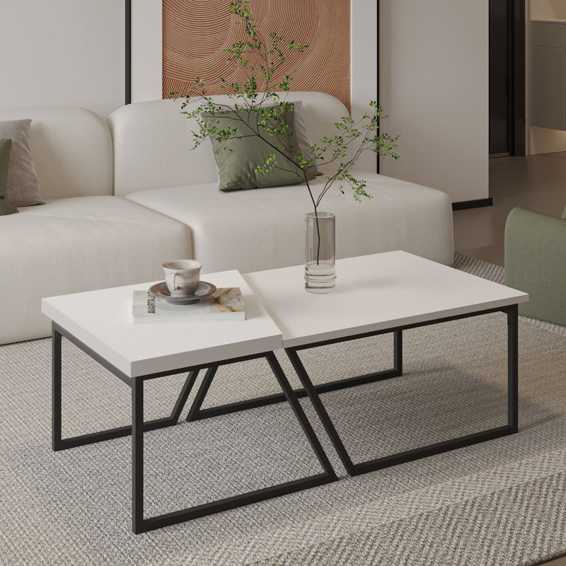 Ensemble de tables basses, Blanc, Blanc